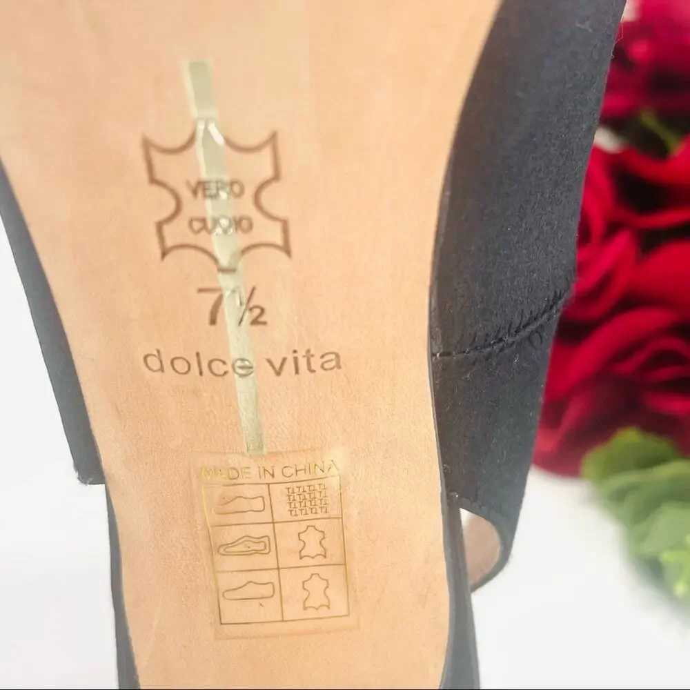 Dolce Vita Amore Platform Stiletto Heels Size 7.5 Black Slingback Open/Peep Toe